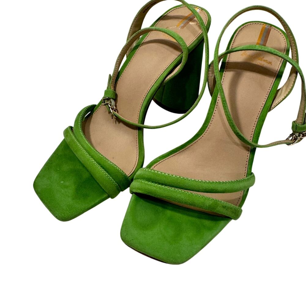 Sam Edelman Kia Block Heel Sandal 8.5 Apple Green Suede Square Toe Ankle Strap - Picture 8 of 16